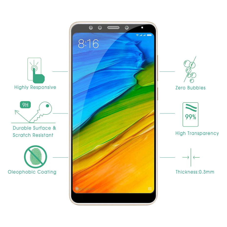 Seyisoo 0,3 мм 2.5D 9H полное покрытие экрана протектор Закаленное стекло для Xiaomi Redmi 5 Xiomi Redmi 5 Plus 5 Plus пленка