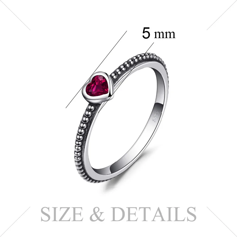 Jewelrypalace 925 стерлингов Серебряные кольца бесконечной любви сердце Красный