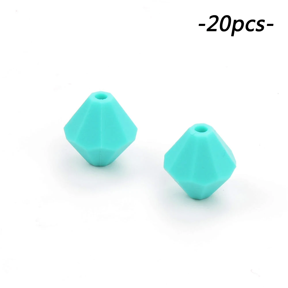 turquoise LOFCA Детские Прорезыватели оптом 20 шт./лот силиконовые бусины BPA бесплатно для ожерелья алмазные Прорезыватели для зубов свободные жевательные бусины для кормления подарок - Цвет: turquoise