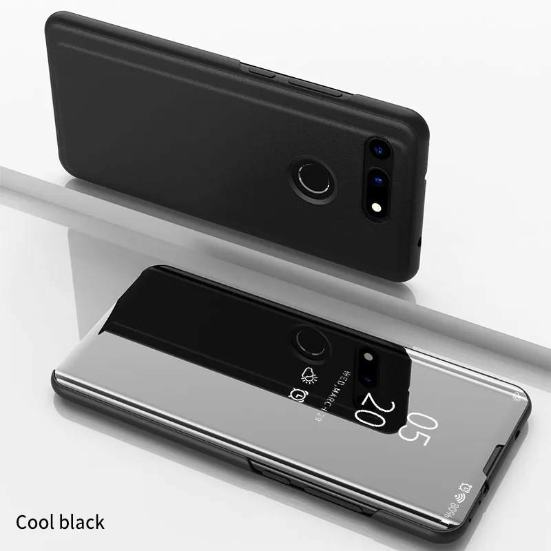 Черный Чехол для Huawei Honor View 20, чехол для Honor V20, роскошный зеркальный флип-чехол, кожаный чехол для телефона, чехол для Honor 20 Pro View 20 - Цвет: Черный