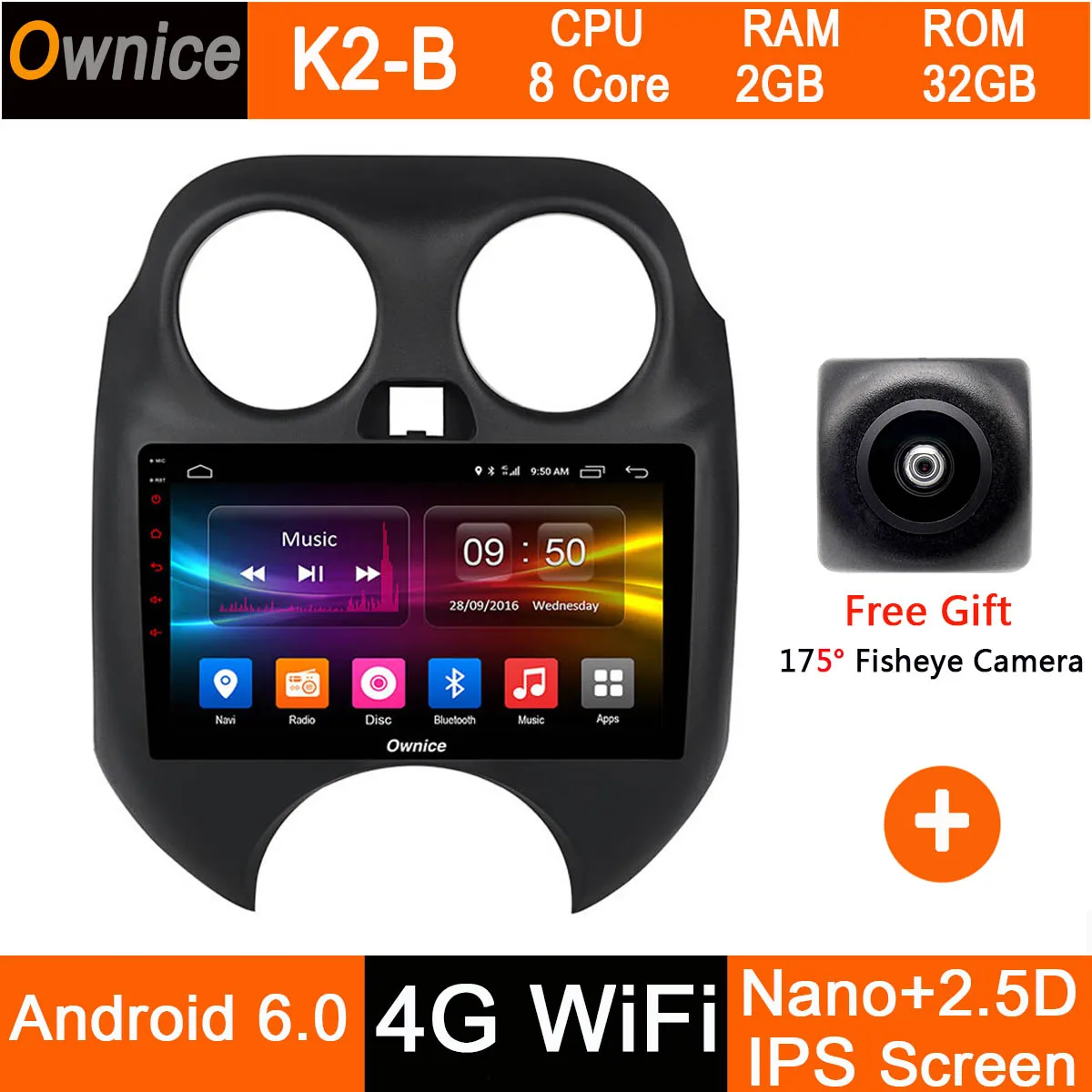 K2-B " ips Octa Core 4 г+ 32 Android 9,0 Автомобильный DVD Радио gps-навигатор плеер для Nissan МАРТА 2013 Micra мультимедиа CarPlay DSP - Цвет: K2-B
