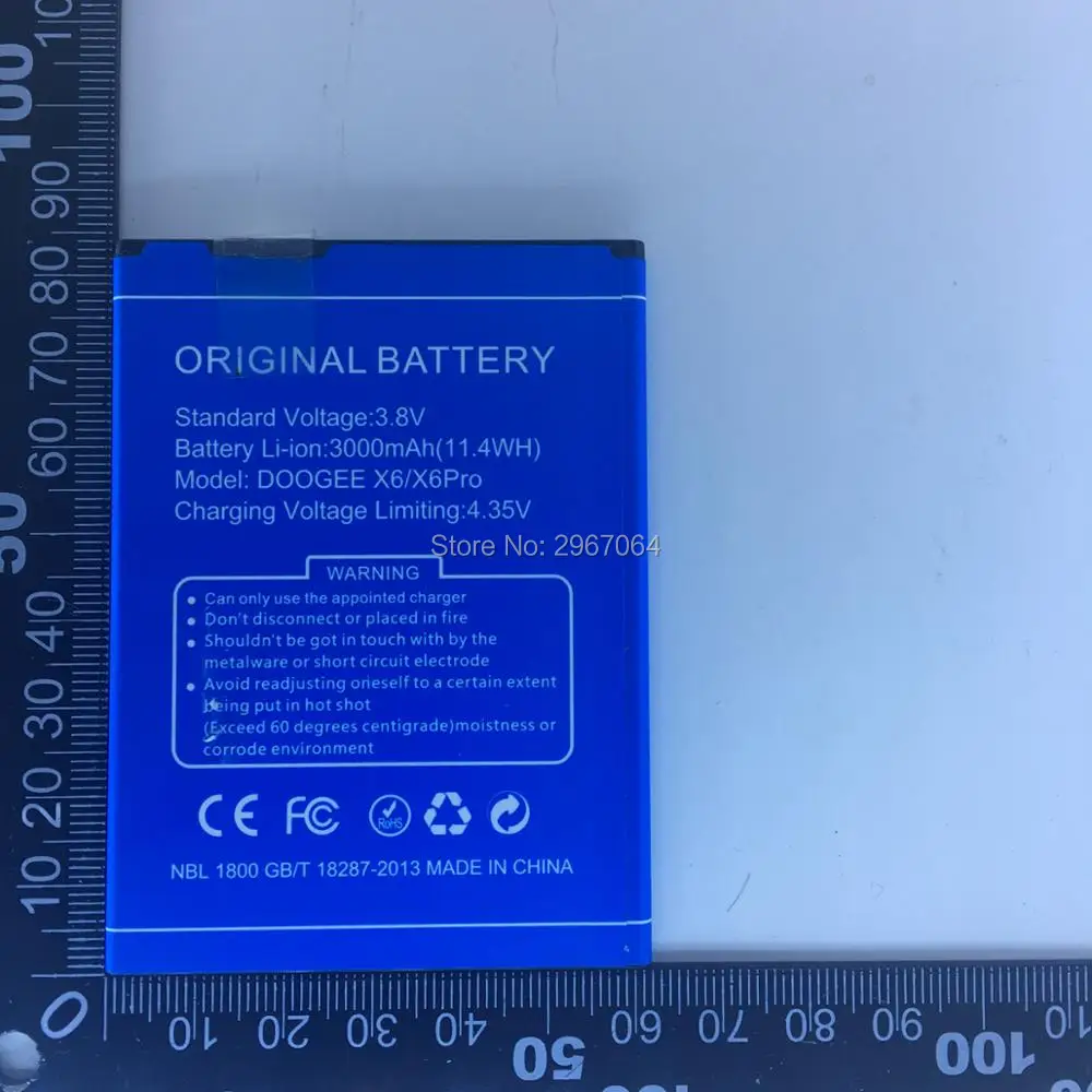 Аккумулятор для мобильного телефона DOOGEE X6 3000 мАч длительное время работы в
