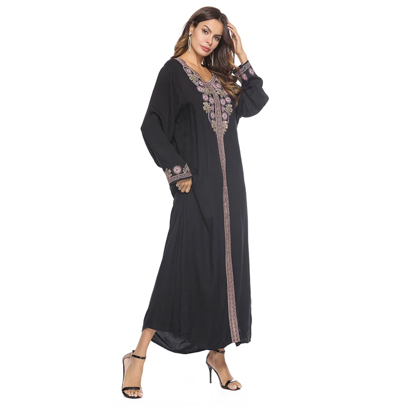 jilbab abaya dress LORDXX Мода джилбаба Абаи платье Шик край вышивки благородный Стиль Ближний Восток длинный халат Moroccan Бурка Кафтан Исламская платья - Цвет: jilbab abaya dress