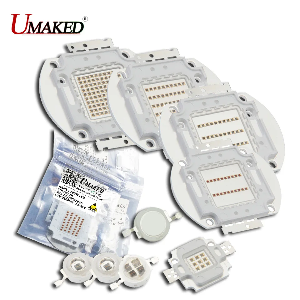 Светодиодный ИК чип UMAKED высокой мощности 100 нм 3 Вт 5 10 20 50 Вт|940nm 3w|light beadsled bead 5w |