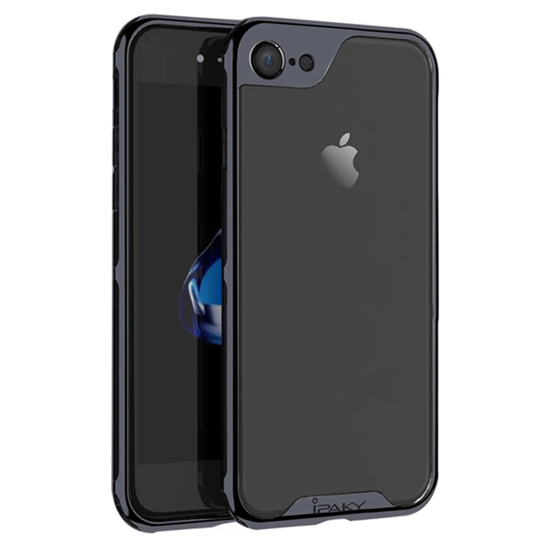 Black Для iPhone 8, 8 Plus, чехол,, iPaky, брендовый, гальванический, бампер, броня, TPU, гибридный, противоударный чехол для iPhone 7, 7 Plus, чехол - Цвет: Black