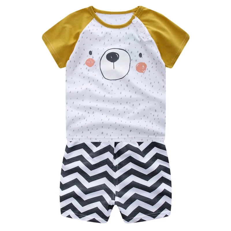 new Summer baby boys girls 100% cotton cartoon sports suit children's Short sleeve 2pcs sets Kids Boy Clothing Set T-shit+Pant | Детская