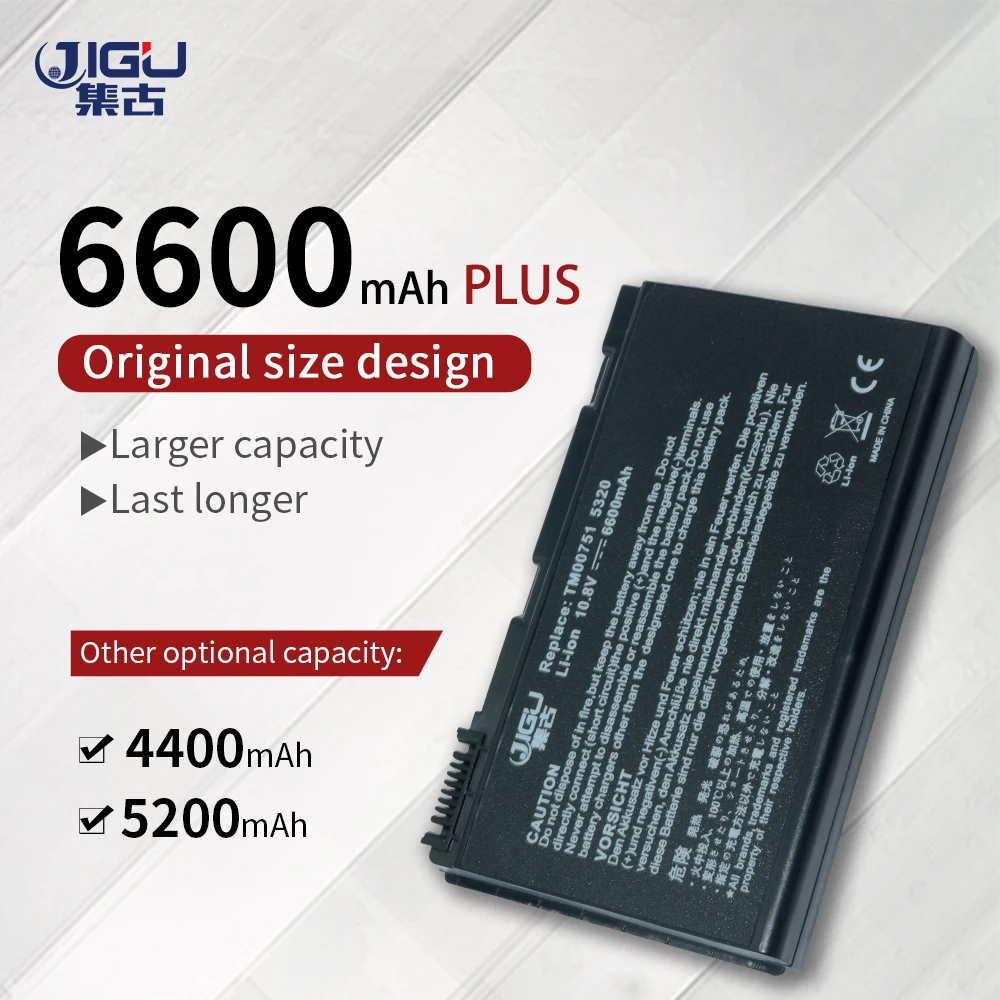 

JIGU New 6 Cell Laptop Battery For Acer Extensa 5210 5220 5230 5420 5420G 5610 5620 5620Z 5630 5630G 7220 7620Z TM00741 TM00751