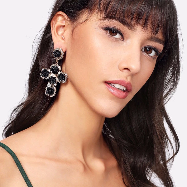 Винтаж Boho Хрустальный Цветок филигрань крест серьги для Для женщин Этническая