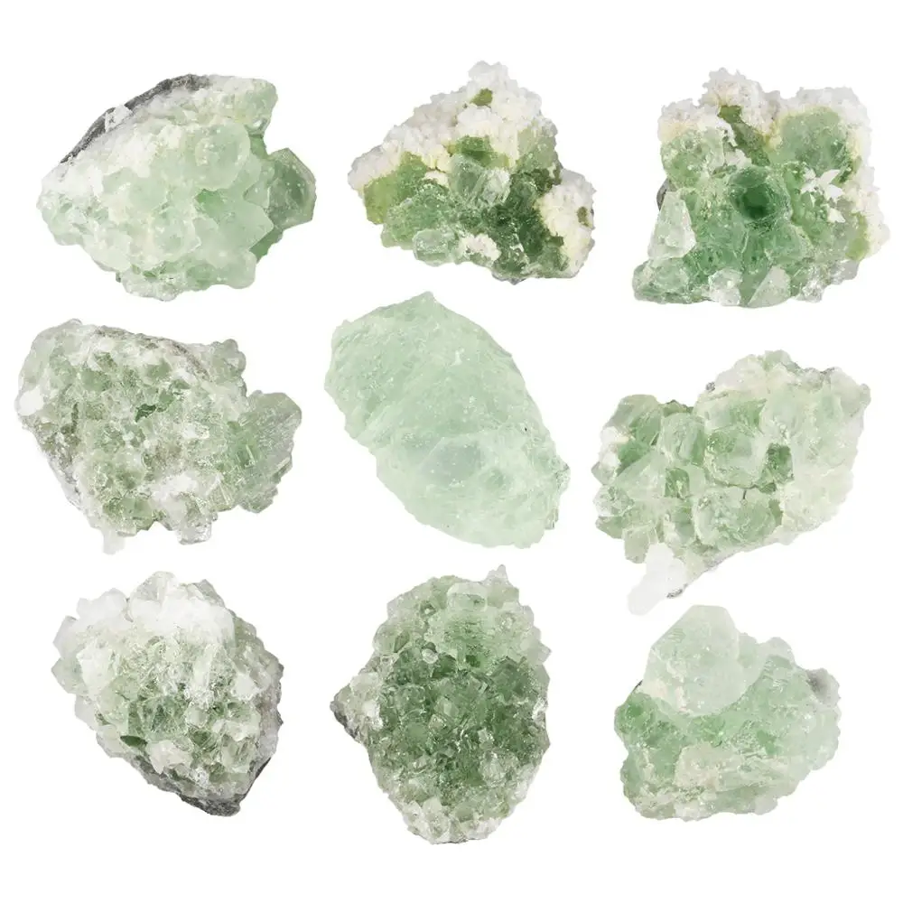 

TUMBEELLUW 1Pc Green Fluorite Crystal Cluster , Reiki Infused Mineral Specimen, Rough Healing Crystal Irregular Stone Decoration