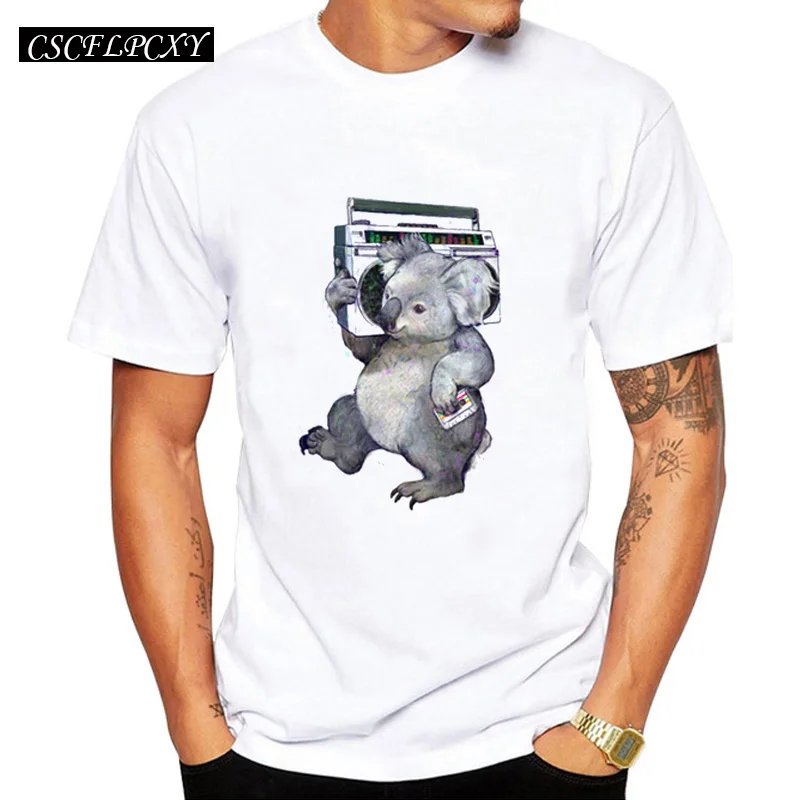 2018 Новая мода koala винтажный дизайн мужская футболка летние повседневные топы в