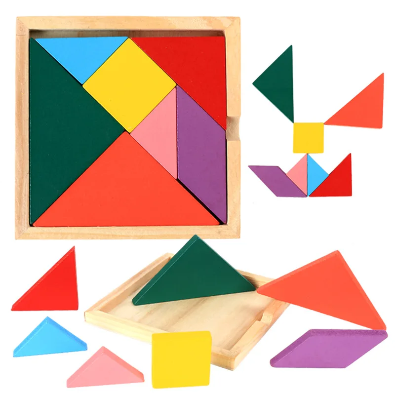 DDWE Tangram деревянные головоломки Детские Пазлы головоломка Танграм Развивающие