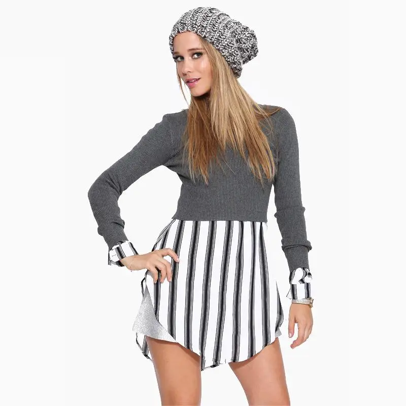 Мода Блузка Рубашка Женщин 2017 Черно-Белые Вертикальные Полосы Женщины Весна