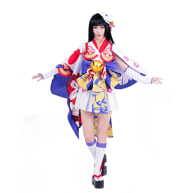 Yuki Onna Косплей Onmyoji японский Снежная Фея идолизированное кимоно костюм для косплея с аксессуарами для волос и носки