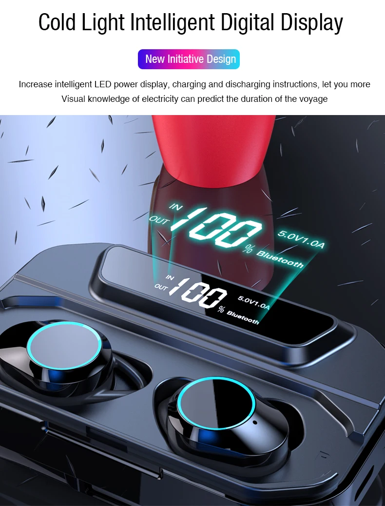 LYMOC 6D bluetooth наушники 5,0 беспроводные наушники светодиодный дисплей батареи CVC8.0 HiFi сенсорные гарнитуры 3300 мАч Зарядка для iPhone Android