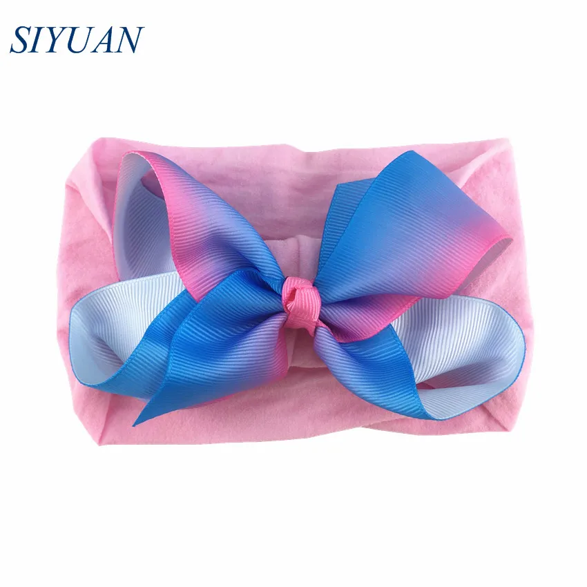 30pcs/lot Summer Style Soft Nylon Elastic Headband with 4.6 inch Grosgrain Ribbon Hair Bow Girl Hairband 35C Available HB089