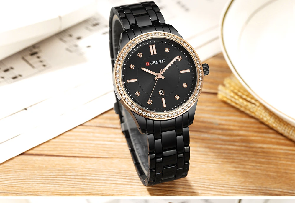 CURREN 9010 Роскошные модные женские часы кварцевые часы браслет Авто Дата наручные часы браслет из нержавеющей стали женские часы