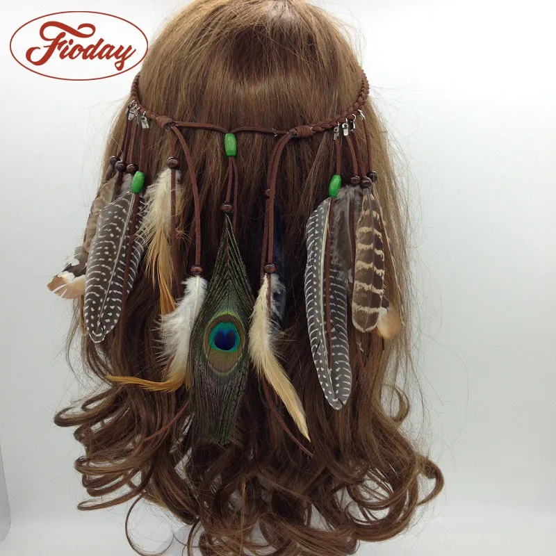 Fioday Women Feather Hairband Hair Comb Headwear Boho Headband Headpiece Bohemian Tassel Accessories for Girls Hairgrips |