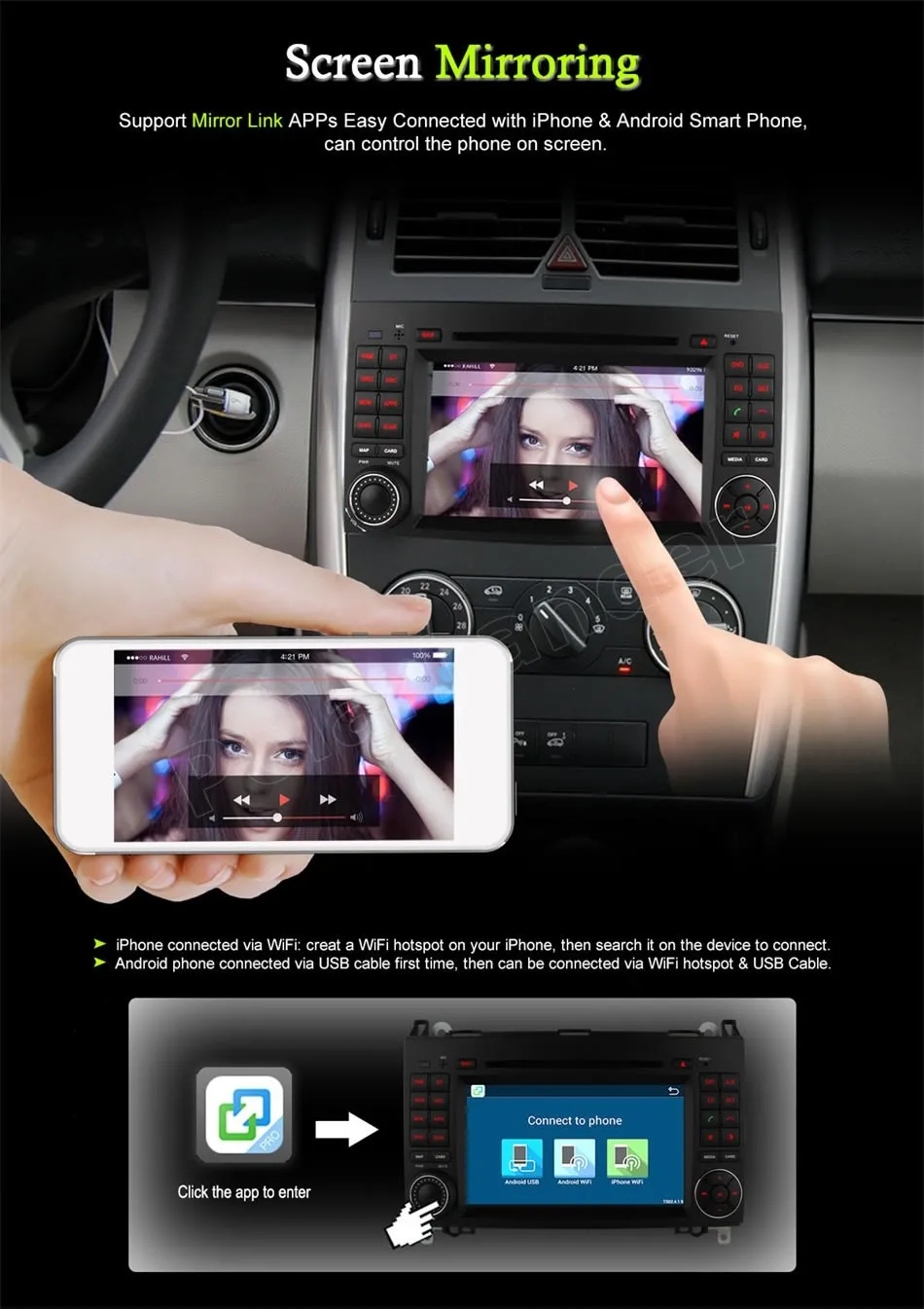 Четырехъядерный автомобильный dvd плеер на основе Android радио для BENZ A class W169 Sprinter W209