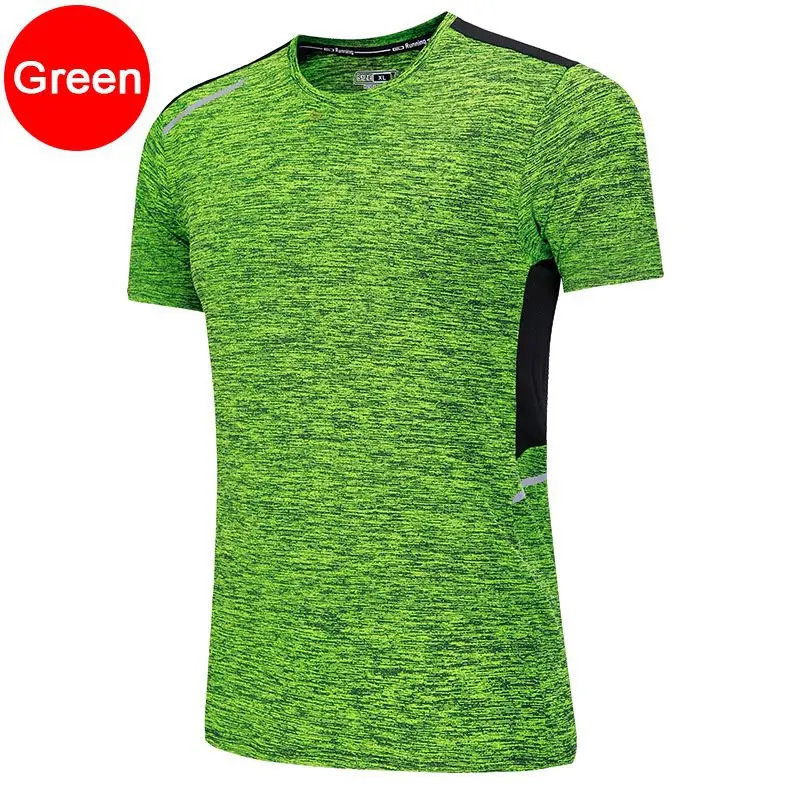 training shirt green Для мужчин тренировки футболки быстросохнущая короткий рукав для тренировок на улице, Спортивная футболка Обувь с дышащей сеткой для бега Бодибилдинг футболка человек - Цвет: training shirt green