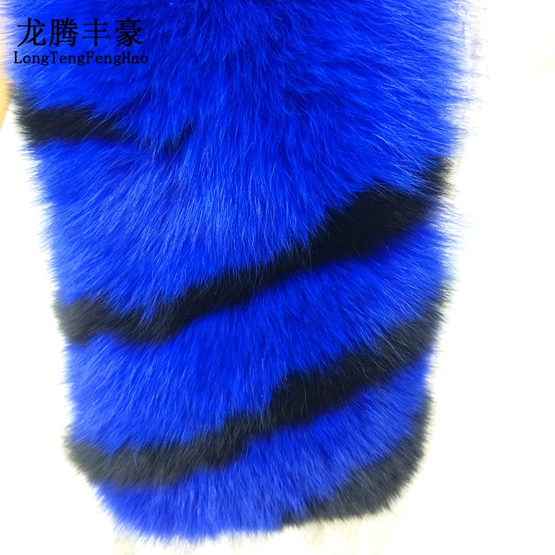 

135cm Winter Full Pelt Real Fox Fur Scarf With Big Tail, Women Fox Fur neck warmer long Fur Scarves Stripped White Black Scarf