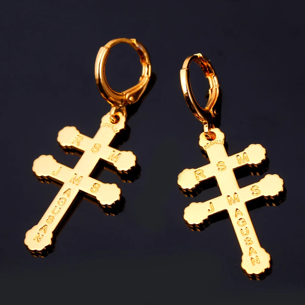 Комплект ювелирных украшений U7 для женщин набор из кулона и сережек с крестом