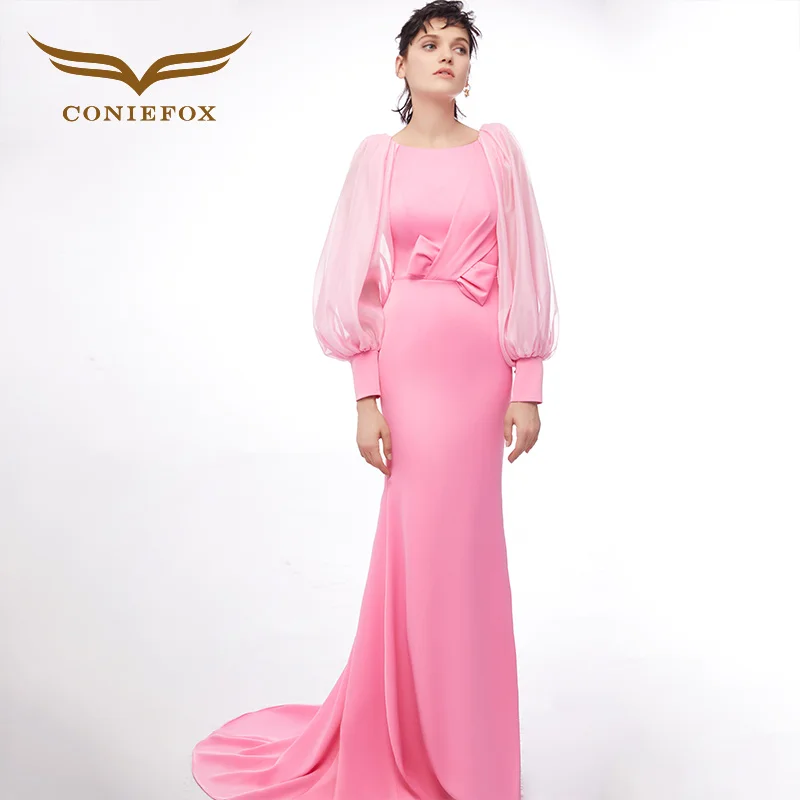 CONIEFOX 33318 New Pink Long Sleeves Party Birthday dress long Prom Dresses evening Autumn | Свадьбы и торжества