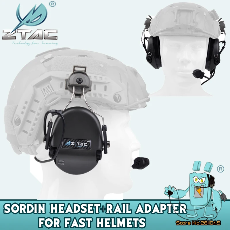 Z-Tac Tactical Headphones Softair Noise Reduction Headset FAST Helmet Helmet Rail Adapter Sordin Military Headphones Sordin Z034