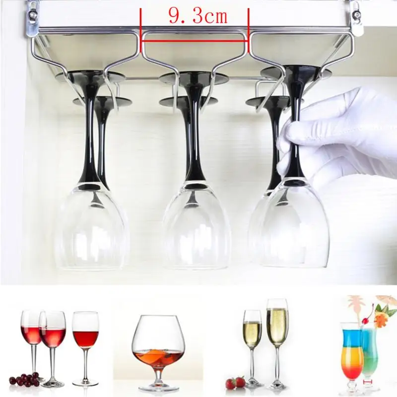 Висячая вверх дном полка для Винных Бокалов под шкафом из нержавеющей стали