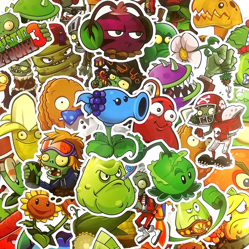 100 шт./компл. с изображением героев «Plants Vs Zombies мультфильм Стикеры s для ноутбука ТВ холодильник велосипедные шлемы ПВХ Водонепроницаемый наклейка игрушка Стикеры для детей