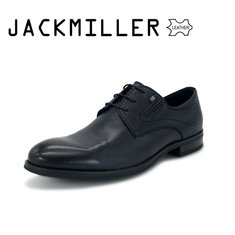 Jackmiller мужская деловая обувь из натуральной кожи со шнуровкой и закругленным