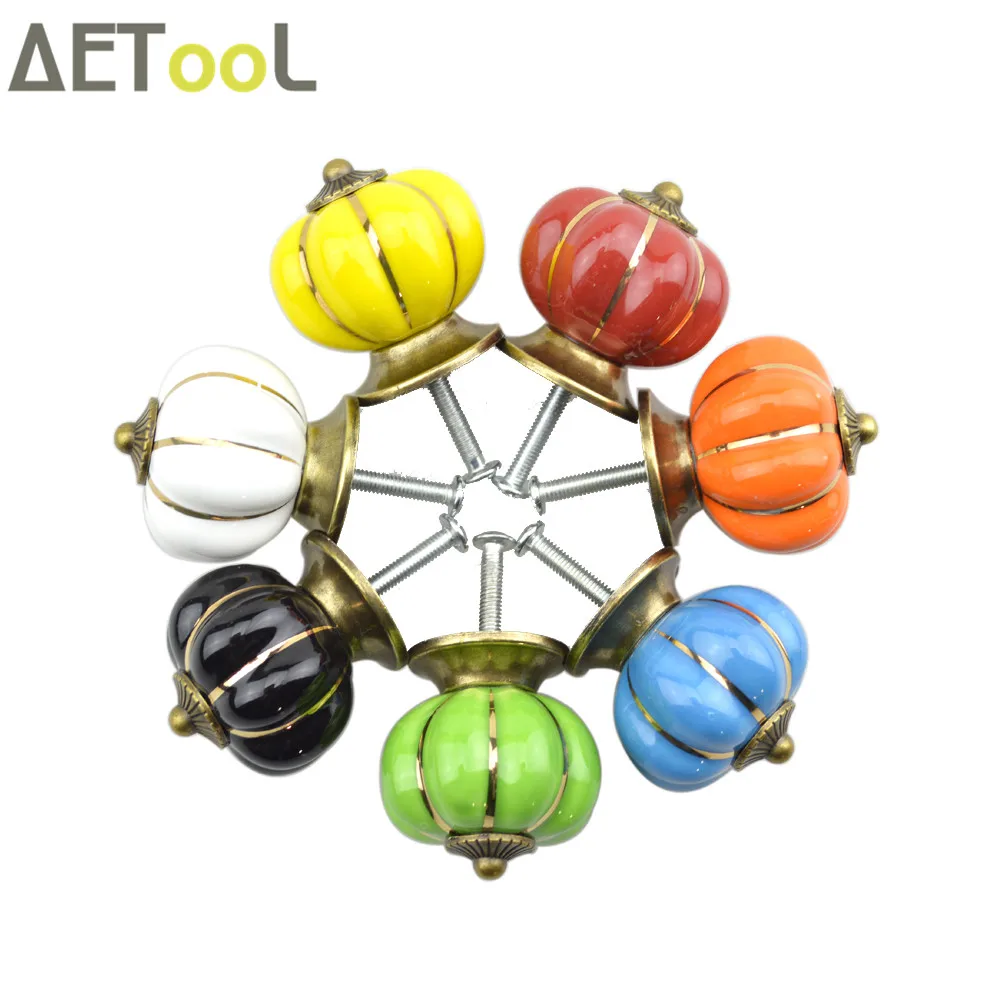 AETool Green 40 мм деревенские винтажные ручки в форме тыквы для ящика шкафа кухни