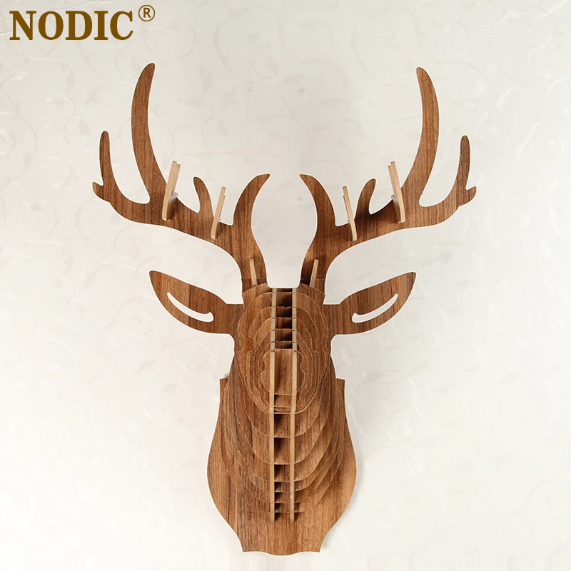 NODIC голова оленя украшение для дома настенное искусство сделай сам деревянный