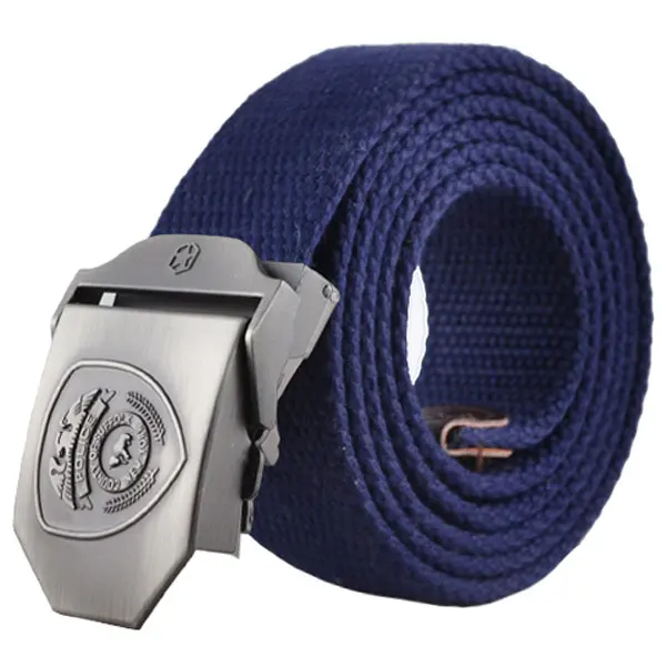 Style1 Navy Мужской ремень, уплотненный холст, Нью-Йорк щит, ремни, военный пояс, армейский тактический ремень, высокое качество, ремень 110, 140 см, 10 цветов - Цвет: Style1 Navy