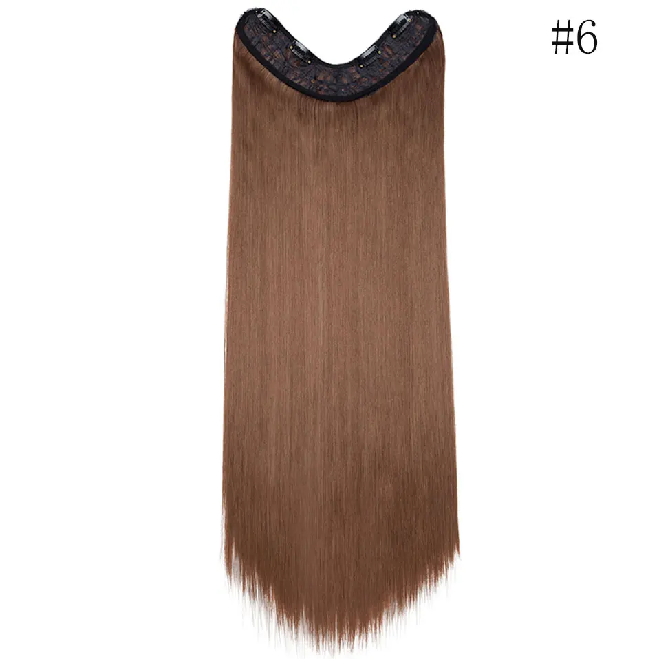 light brown SNOILITE 26 дюймов длинные прямые волосы для наращивания синтетические 4 зажима ins цельные накладные волосы для женщин поддельные волосы половина парик черный коричневый - Цвет: light brown