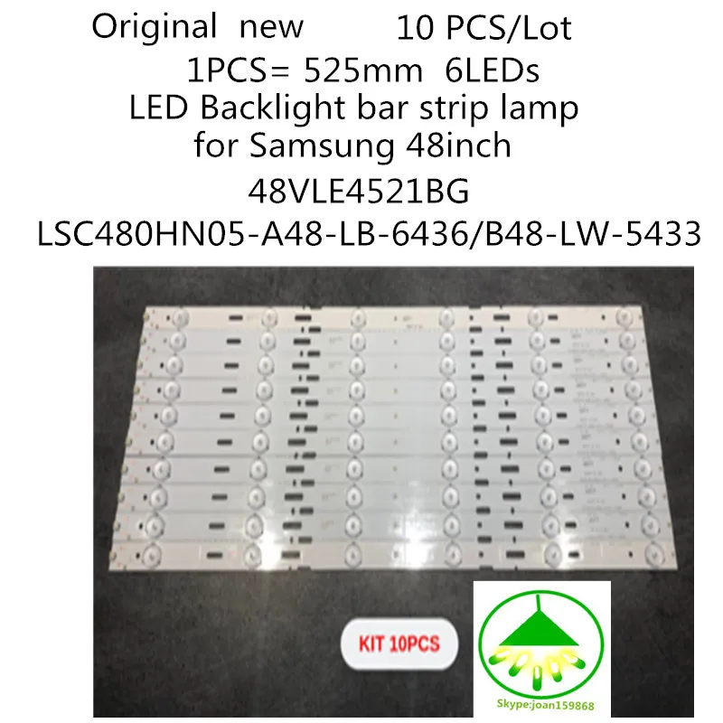 

Новый комплект 10 шт./лот 6 светодиодов 525 мм Замена для Samsung 2013ARC48-3228N1-6-REV1.1 LSC480HN05-A48-LB-6436 LE48A5000