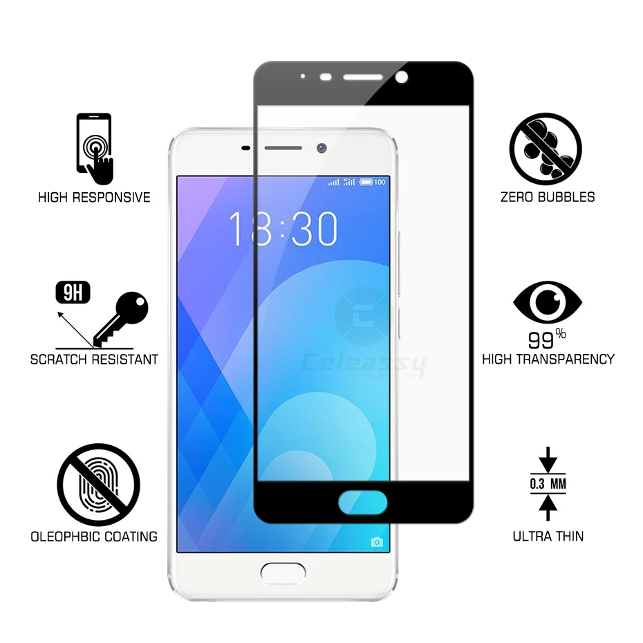 Оригинальное закаленное стекло 2 5D 9H 0 3 мм с полным покрытием для Meizu M6 Note Meilan 6