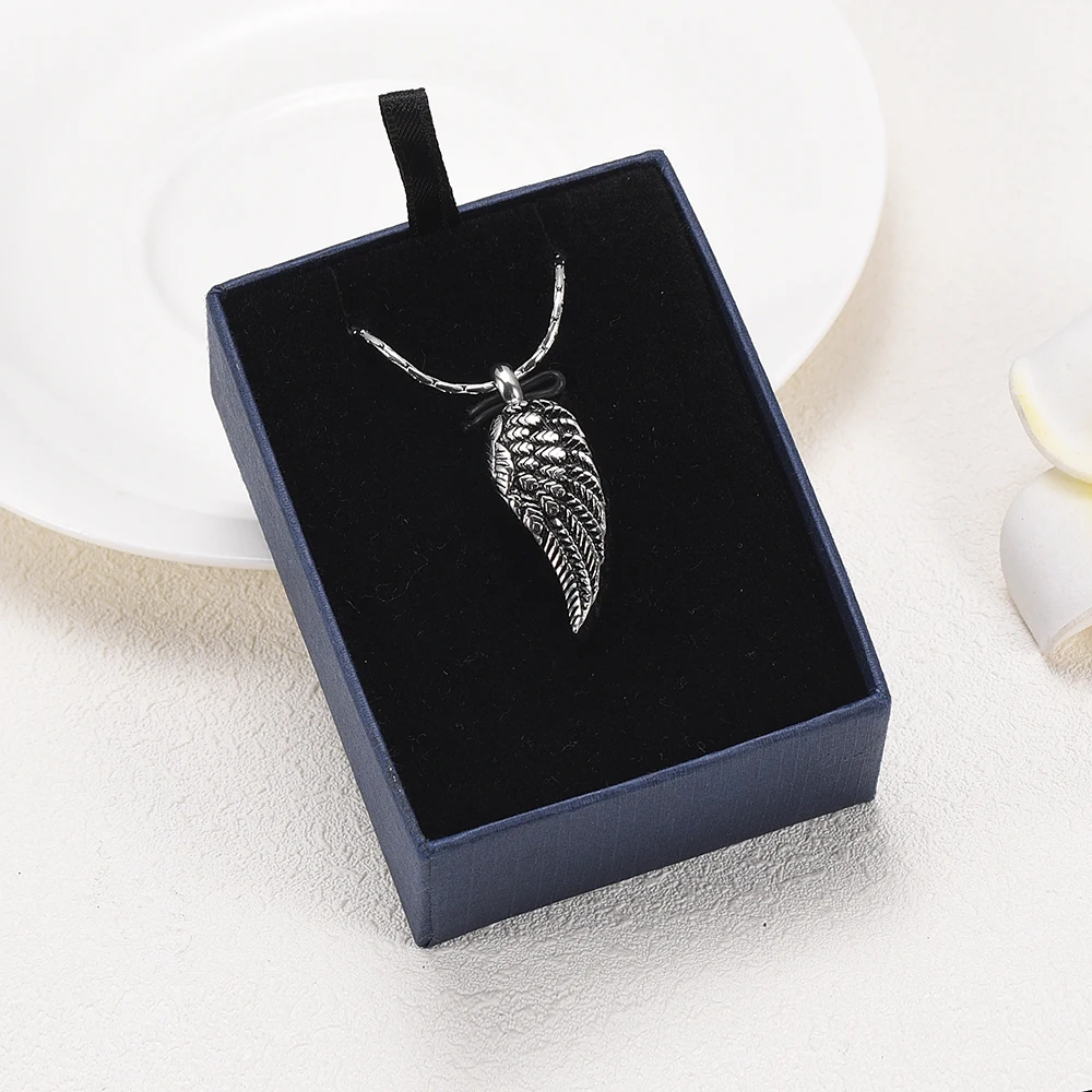 

Memorial Jewelry Angel Wing Feather Stainless Steel Cremation Urn Necklace Hold Human/Pet Ashes For Women - Memorial Jewelry
