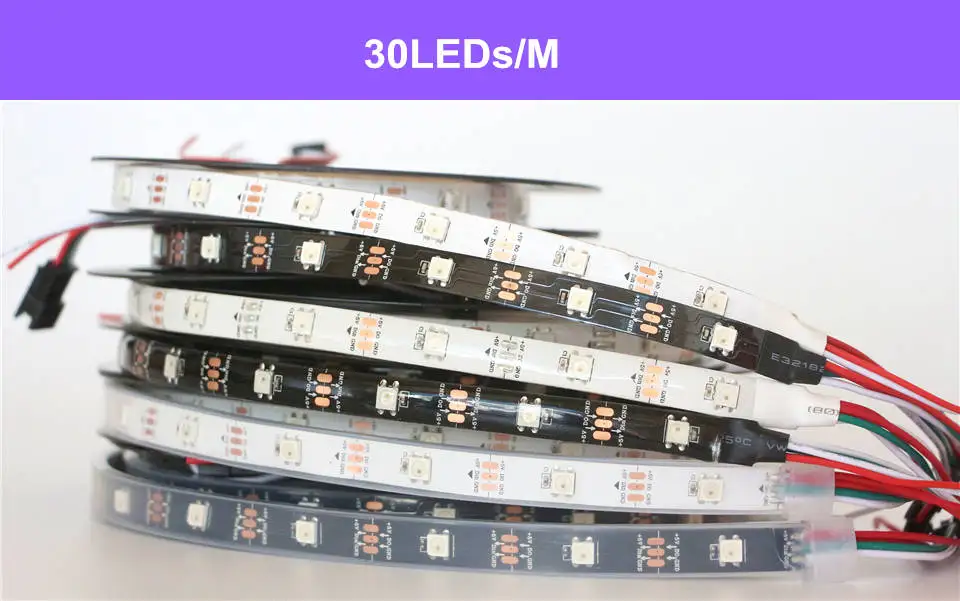 30Leds - 1M 0,5 HDMI кабель 1 м 2 м 3 м 4 м 5 м WS2812B 30/60/144 светодиодов/m пикселей 5050 rgb индивидуально адресуемых полный цвет светодиодные полосы светильник dc 5v ленты лампы - Испускаемый цвет: 30Leds - 1M