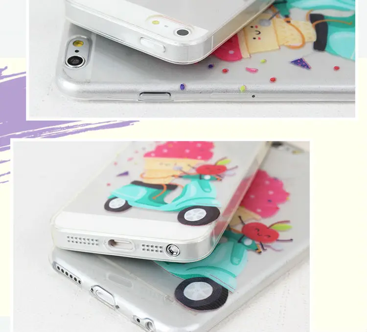 Чехол для мороженого с принтом для Apple iPhone 5 5S 6 6S 7 8 чехлы для телефонов 3D Роскошные Макарон мультфильм Стиль Прозрачный чехол