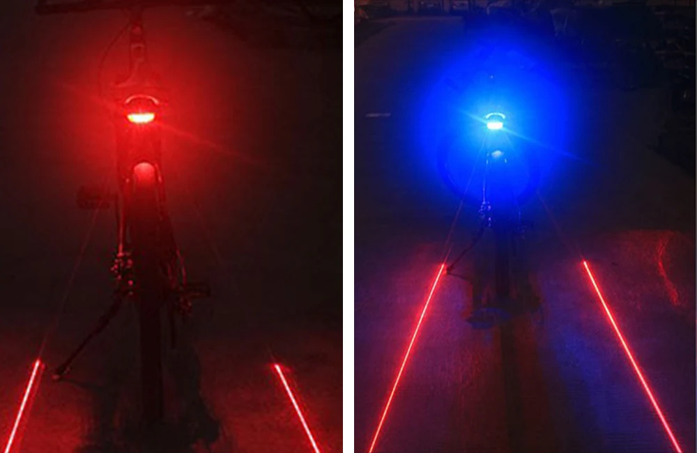 Водонепроницаемый велосипедный задний светильник 5LED+ 2 Лазерный велосипедный светильник предупреждающий задний светильник для горного велосипеда