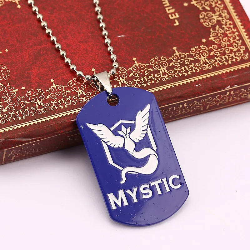 Ожерелье Pokemon Go Dog Tag с подвеской из аниме-мультфильма, командный доблестный мистический инстинкт с логотипом, цепочка из бисера для мужчин и женщин