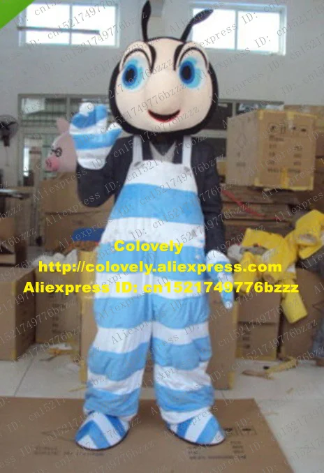 Cute Blue Black Bee Honeybee Mascot Costume Mascotte Apidae Fly Mosca With Long White Stripes Overalls No.929 Free Ship | Тематическая