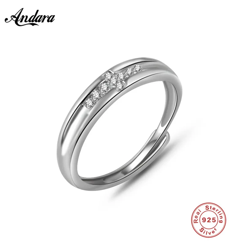 Классический 100% 925 пробы серебряный крест символ прозрачный CZ палец кольцо