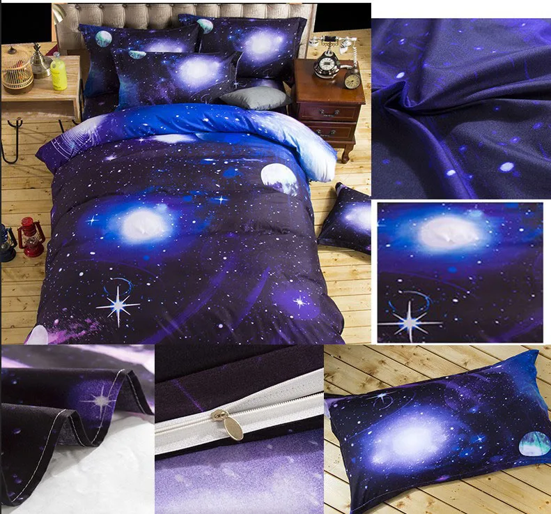 3d Galaxy набор пододеяльников для пуховых одеял, односпальные двойные/queen 2 шт./3 шт./4 шт., комплекты постельного белья, тематическое постельное белье с космическим пространством