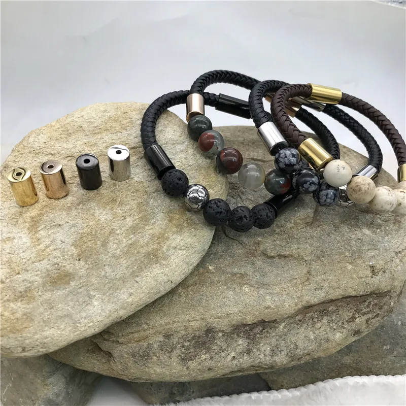 

Stainless Steel 6mm Big Hole Glaze Cylinder Bead Metal Spacer Beads For Leather Bracelet Making DIY Wholesale Jewelry Findings