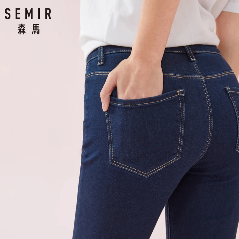 SEMIR, женские укороченные обтягивающие джинсы с необработанным краем, Ретро стиль, женские джинсы до щиколотки, потертые джинсы с молнией, облегающие джинсы
