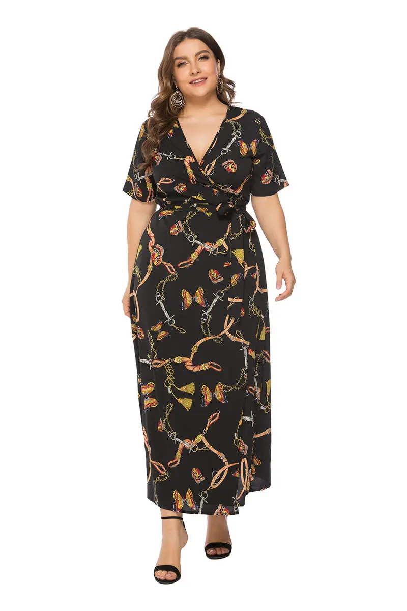 Женское леопардовое длинное платье Maxdiroo летнее пляжное с глубоким V-образным