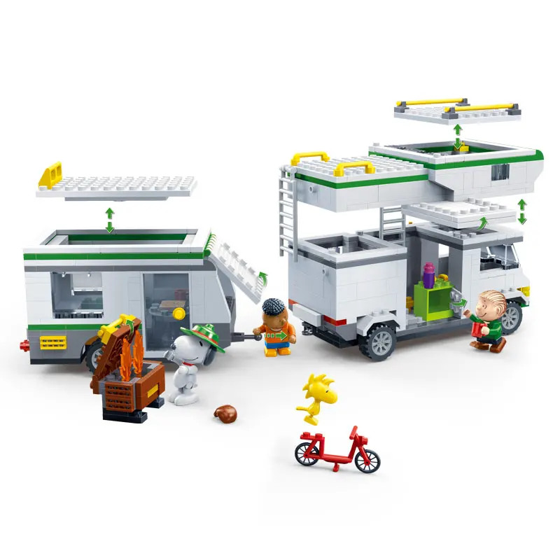 7513 no original box BanBao 7513 Горячая IP Snoopy Peanuts туристический автомобиль пластиковые строительные кирпичи для детей образовательная модель DIY Кирпичи совместимый бренд - Цвет: 7513 no original box
