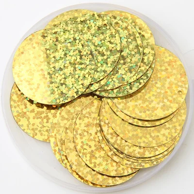 ISequins 30 мм 40 мм 50 мм блестки для Craft большие круглые Блестки блестка Lentejuelas с 1 боковое отверстие DIY швейная фурнитура - Цвет: Laser Gold