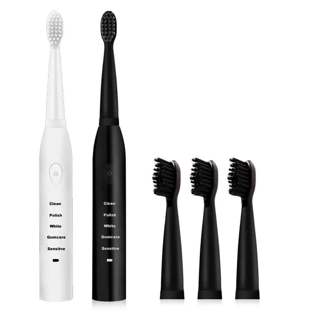 Зубная щетка электрическая звуковая Водонепроницаемая с 4 сменными головками и